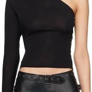 Miaou Black One-Shoulder Crop Top